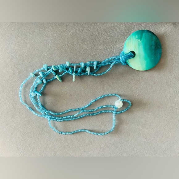 Abalone shell turquoise beadwork necklace - Picture 8 of 10